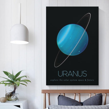 LGDSBHH Minimalist Uranus Solar System Canvas Wall Art - Educational Space Planet Poster - Science Classroom & Kids Bedroom Decor - 12x18 Inch (Unframed)