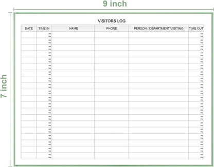Visitors Register Book - Visitor Log Book with 120 Pages, 9" X 7", Green Hardbound Cover, Wedding Reception and Events Reception Supplies