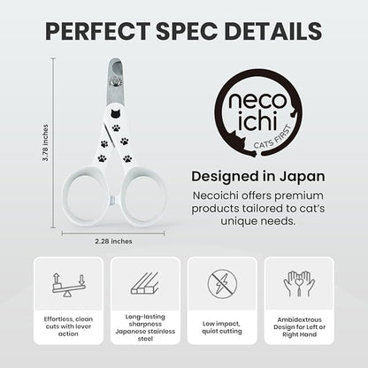 Necoichi Purrcision Feline Nail Clipper | Lever Principle Cat Nail Clipper | Butter-Smooth Cuts | Made in Japan, Seki Swordsmith Craftsman | Stainless Steel Cat Claw Trimmer for Indoor Cats (White)