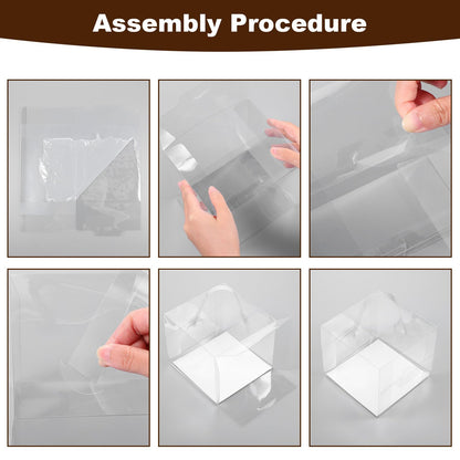 Limbeuuu 20Pcs Transparent Bakery Boxes with Handles, Mini Clear 5in 6in Cake Boxes,Clear gift box,Treat Box for Cake Chocolate Donut,Pastries,Cookies(6x6x5 in)