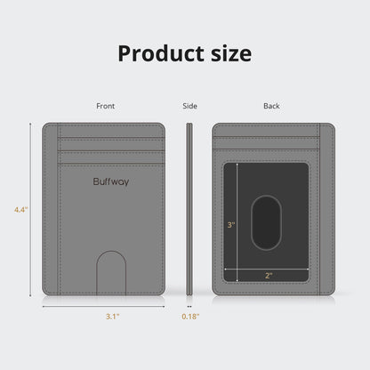 Buffway Slim Minimalist Front Pocket RFID Blocking Leather Wallets for Men and Women - Alaska Green