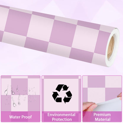 Purple Checked Bulletin Board Paper Roll Retro Pastel Purple Bulletin Board Background Back to School Classroom Decor Poster for Art Craft DIY Project Home Office Girls Party Supplies 17.7in x 20ft