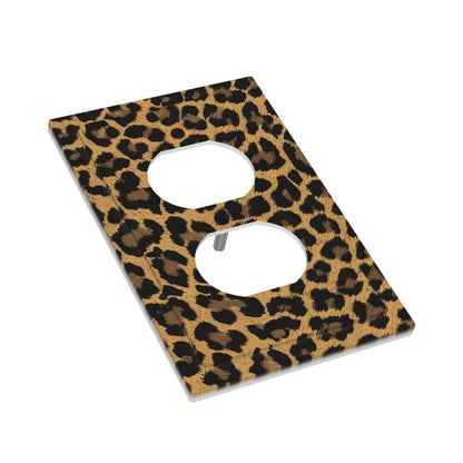 Annisrak Animal leopard print psychedelic Outlet Covers 1 Gang Duplex Light Switch Cover Electrical Receptacle Faceplate Wall Plate Decorative Switch Plates for Bedroom Bathroom Decor