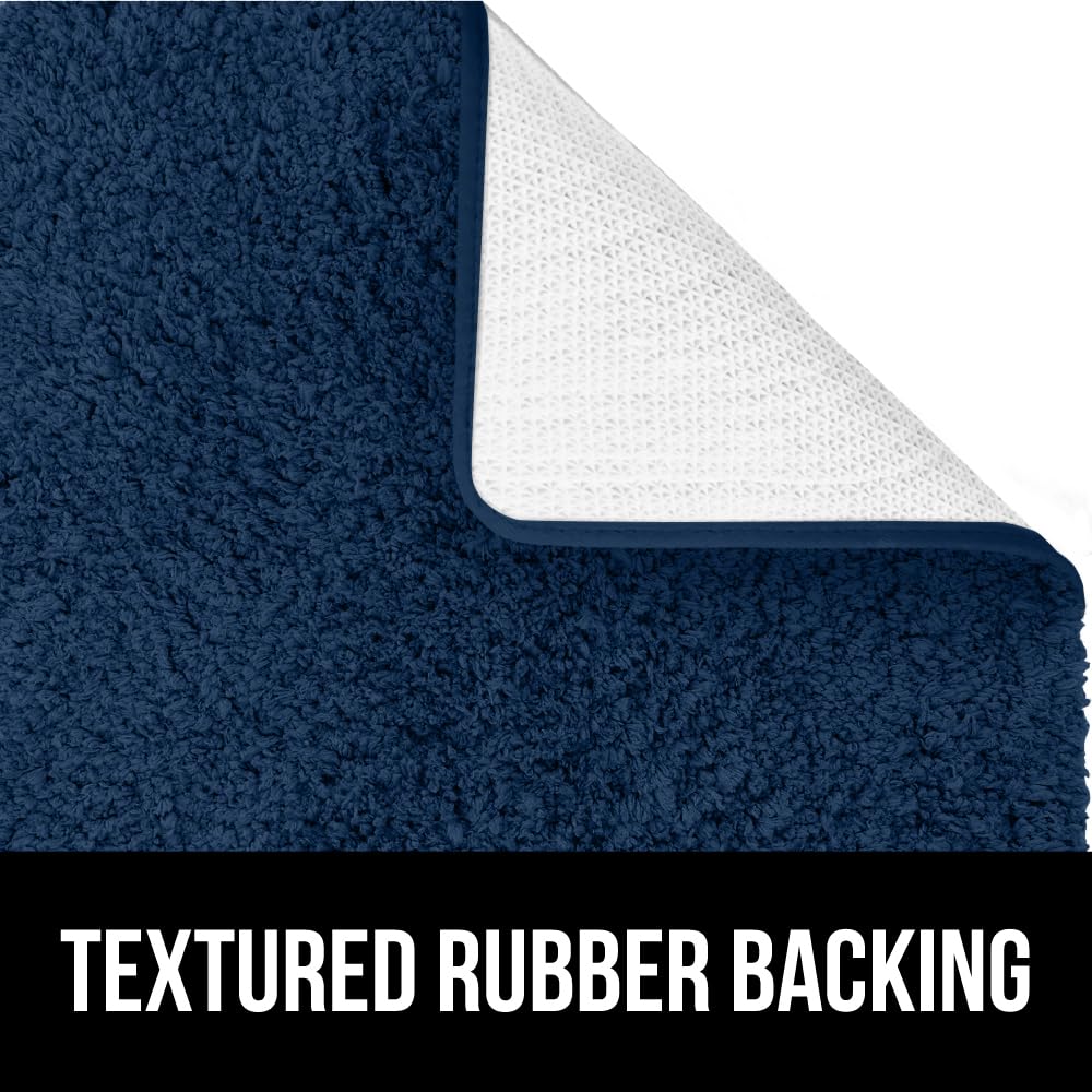 GORILLA GRIP Bathroom Rugs, Ultra Soft Absorbent Mat, Thick Plush Bath Rug, Machine Washable, Microfiber Quick Dry, Mats for Shower, Bathtub and Floor, Home Decor Accessories, 24x17, Navy Blue