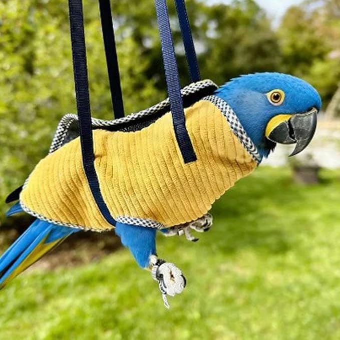 Bird Sling Carrier Bag, Parrot Restrained Vest Escape Resistant Birds Carrier Harness for Budgie, Cockatiel, Green-cheeked Conure, Soft Bird Diaper Flight Suit, for Daily Outdoor & Nail Trimming (L)