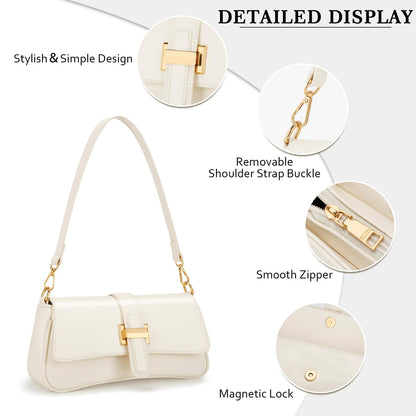 Shoulder Bag for Women, Small Handbag Hobo Purses, Retro Clutch Underarm Bag, Beige