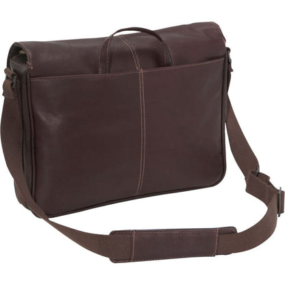 Kenneth Cole REACTION Risky Business Messenger Full-Grain Colombian Leather Crossbody Laptop Case & Tablet Day Bag, Black
