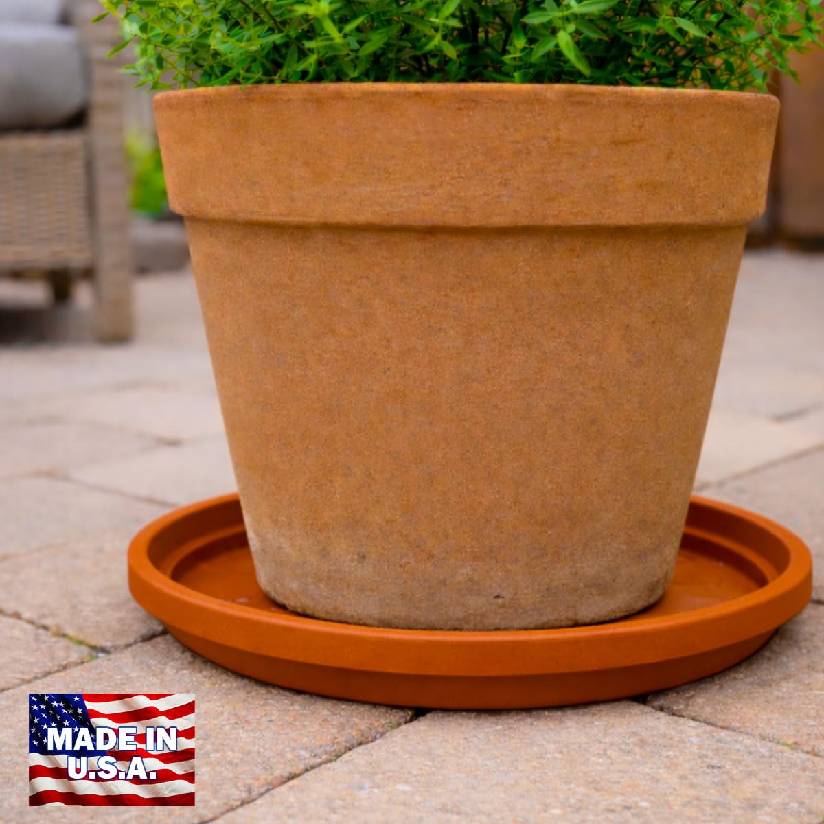 smart spring 10 Inch Plant Pot Tray USA Made – Durable Plastic Flower Pot Saucer – Plant Water Catcher for Indoor Outdoor Garden (6, Classic Terracotta)