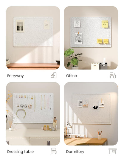 Fluxynara Bulletin Board, 23.6" x 17.5" Cork Board Alternative with 12 Safe Removable Adhesive Tabs, Foldable Felt Pin Board for Home Office, Classroom, Bedroom,Entryway for Walls—Light Gray