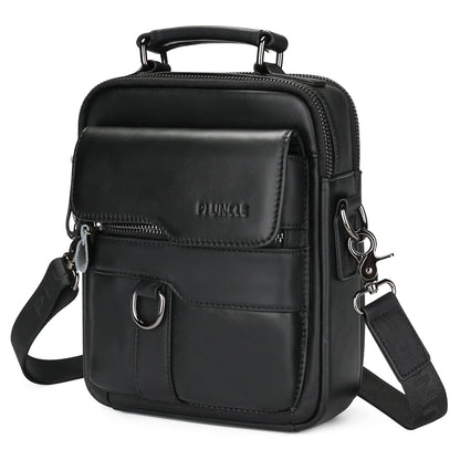 BAIGIO Men's Leather Shoulder Bag - Messenger Briefcase Crossbody Satchel Handbag for Men - Black