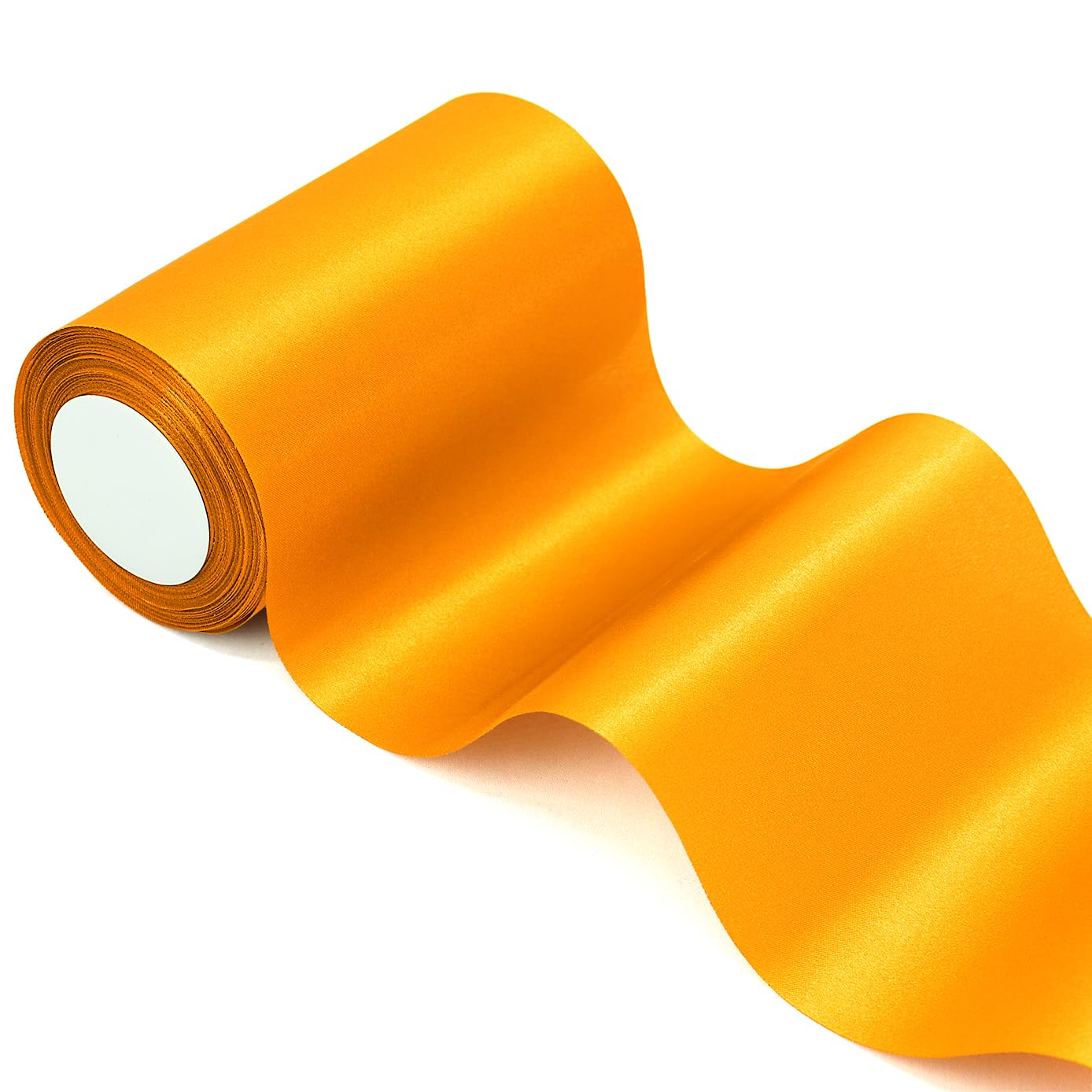 CenterZ 6 inch x 24 yards Long Golden Yellow Satin Ribbon, Wide Solid Fabric Ribbons Roll for Halloween Wedding Birthday Party Decoration, Gift Wrapping, Handmade Craft Bow, Chair Sash, Indoor Outdoor