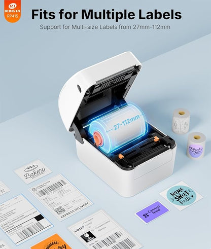 Rongta Bluetooth Thermal Shipping Label Printer, Wireless 4x6 Label Sticker Printer for Shipping Packages, Support Android, iPhone, Widely Used for Amazon, Ebay, Shopify, Etsy, UPS, White