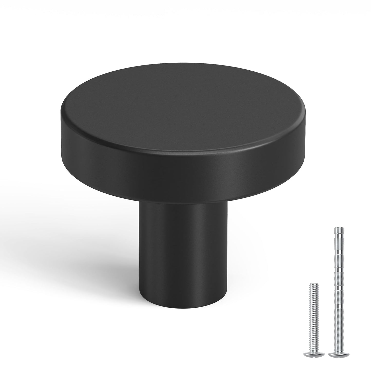 homdiy 10 Pack Black Cabinet Knobs, Round Kitchen Drawer Knobs, Matte Black Knobs for Cabinets, Metal Handles for Desk Drawers Cupboard