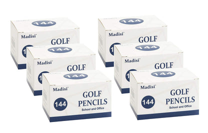 Madisi Golf Pencils, #2 HB Half Pencils, 3.5" Mini Pencils, Pre-Sharpened, 6 Boxes, 864 Count