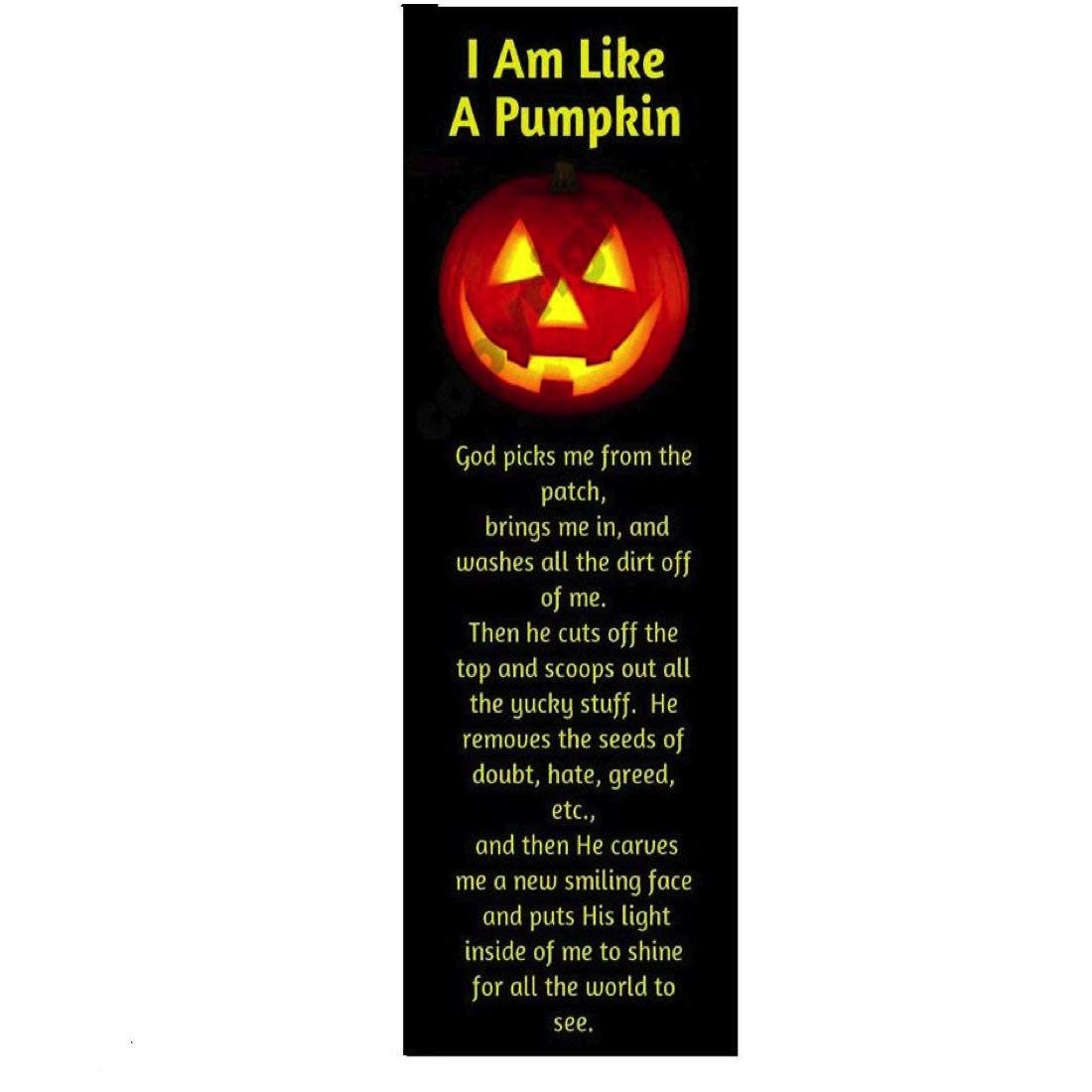 100 Pack I Am Like a Pumpkin Christian Halloween Bookmarks – Made in USA Trunk or Treat Handouts