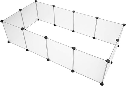 Universal Pet Playpen, Portable Large Plastic Yard Fence for Small Animals - Puppy Kennel Crate, Rabbit Hutch, Hamster & Guinea Pig Enclosure - Easy to Assemble, DIY Expandable, Durable ABS Connectors