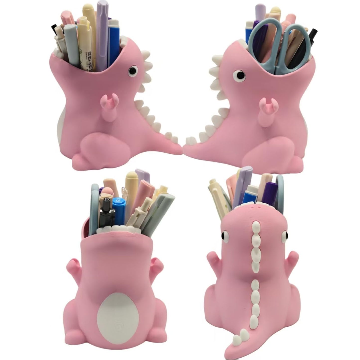 TIME&TRAVE Cute Dinosaur Pen Holder for Desk, Creative Pencil Holder Desk Organizers, Office Supplies Decorations Idea Gift for Women Kids (Pink)