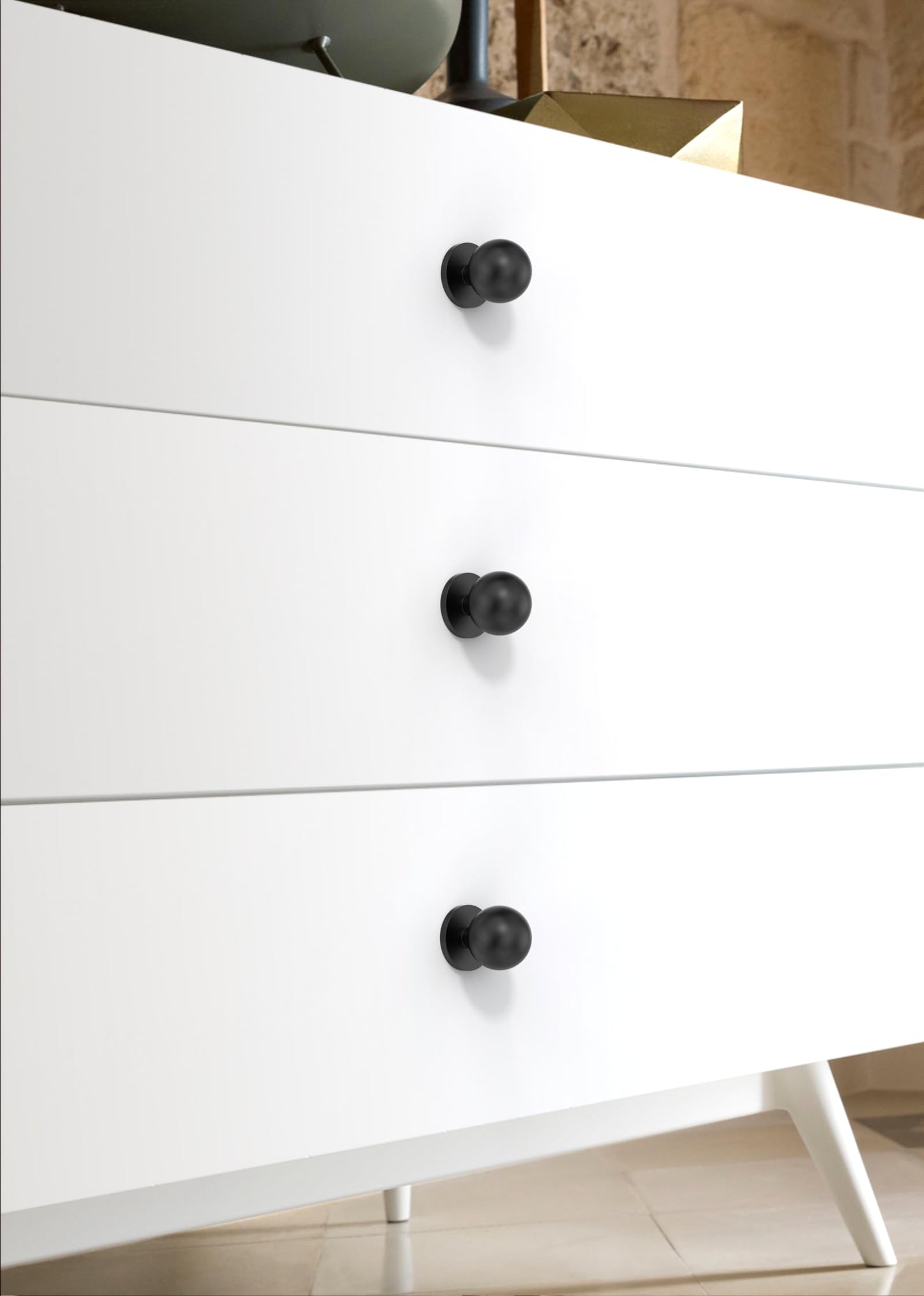 Asimerdeco 10 Pack Matte Black Round Kitchen Cabinet Knobs and Drawer Knobs
