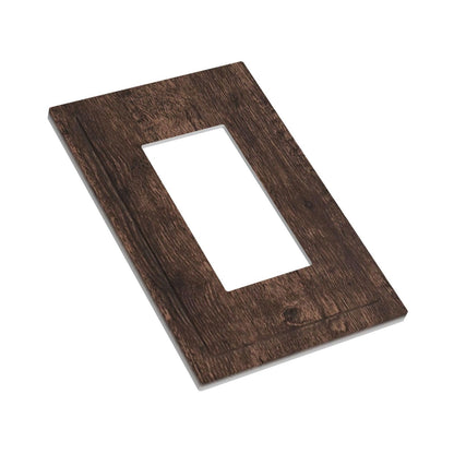 WMHUSU Decorative Outlet Covers Rustic Dark Brown Wood Grain Farmhouse Cabin 1 Gang Single Decora GFCI Device Light Switch Covers Plate 1 Rocker Wall Plate Jumbo Switch Cover Plate (2 Pack)