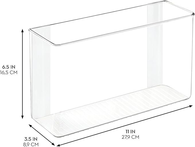 iDesign AFFIXX Plastic Wall Mount Organizer for Kitchen Bathroom, Office, Bedroom, Garage, Craft Room, 3.5" x 11" x 6.5", Clear | For Kitchen, Bathroom, Office, Bedroom, Garage, Craft Room