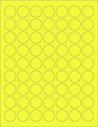 NextDayLabels - 8-1/2 x 11 Neon Color High Light Fluorescent Labels for Laser & Inkjet Printer (Yellow Fluorescent, 1" Round - 63 per Page - 1575 Labels)