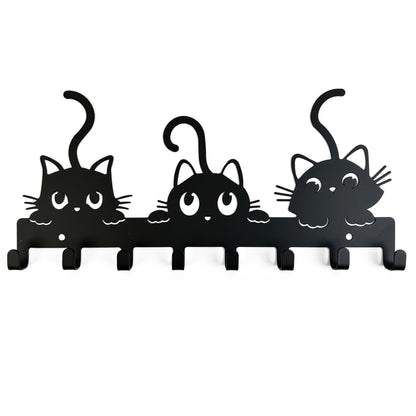 YXE Key Holder Wall Mount, Metal 8 Hooks, Keys Organizer Rack for Doorway ，Decoration and Functional Items for Home ，Housewarming Gifts (Cats Theme)