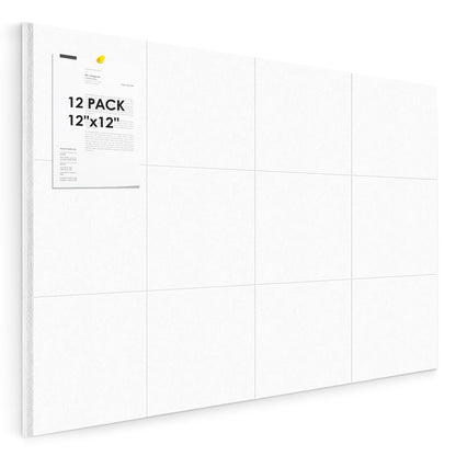 Large Cork Board for Walls 48"x36" |Cork Board Alternative| 12 Pack Felt Wall Tiles| White Bulletin Board with Removable Adhesive | Cork Boards Pinboard for Office Home Classroom,White