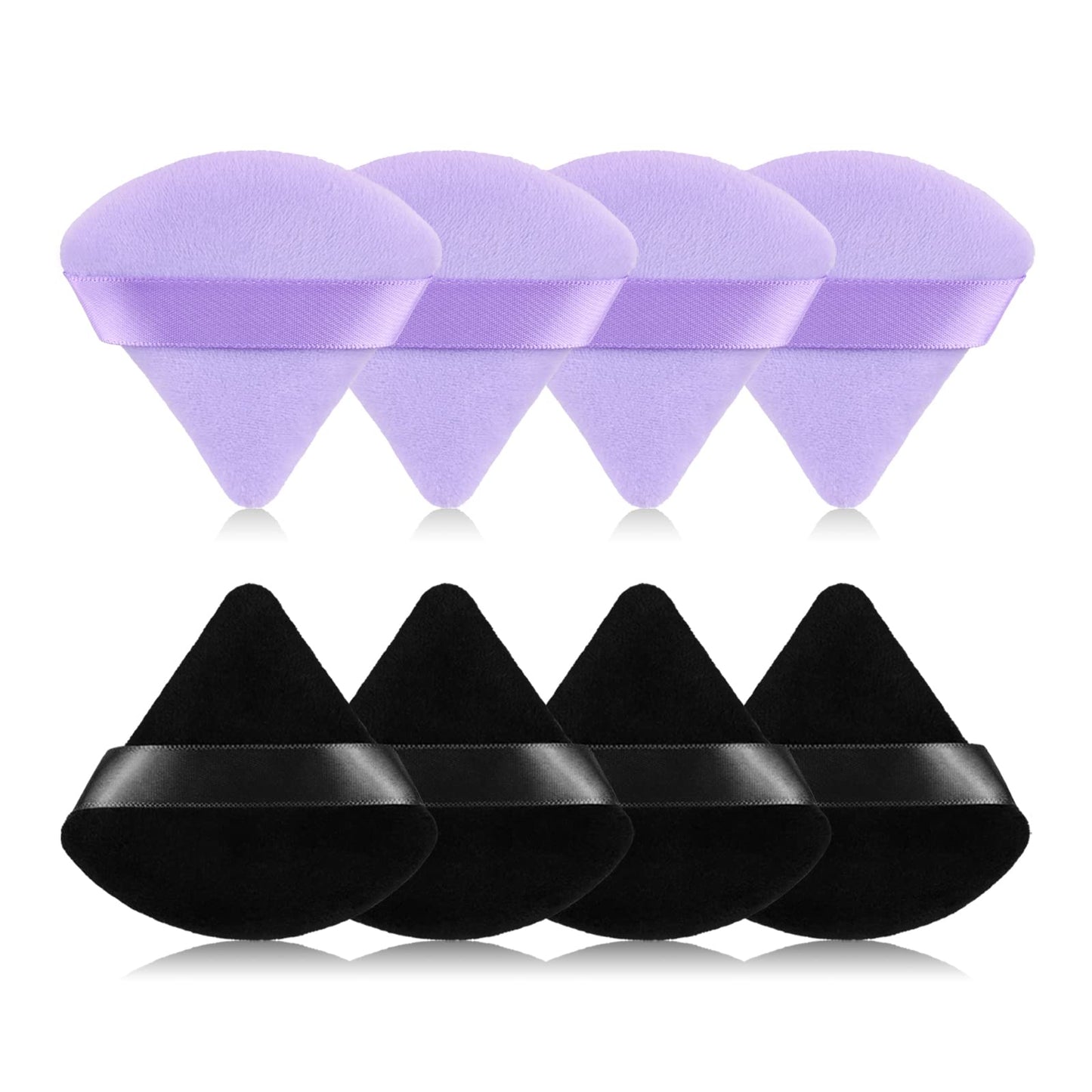 8Pcs of Triangular Powder Puff Makeup Sponges, Made of Super-soft Velvet, Designed for Contouring, Eye, and Corner, Beauty Blender Foundation Mixing Container.(Black)