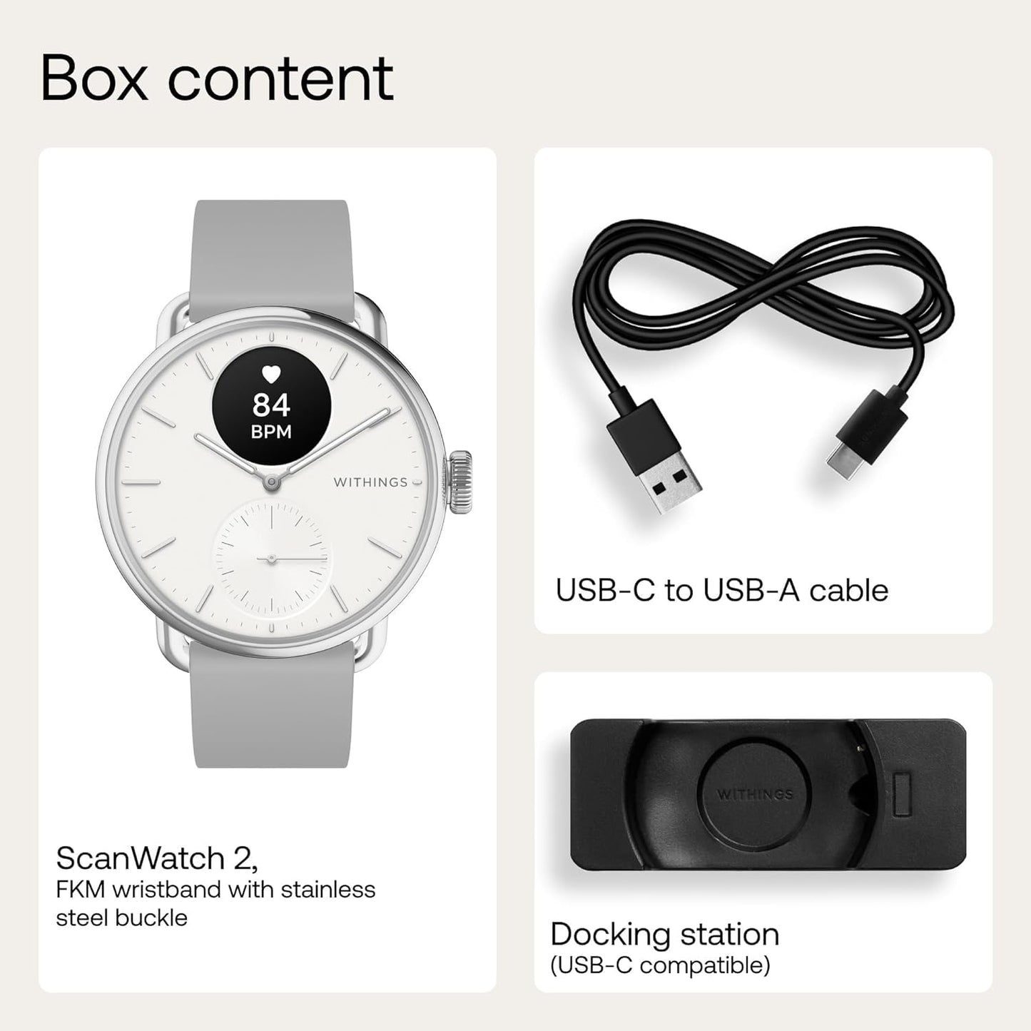 Withings ScanWatch 2 - Hybrid Smart Watch, Heart Rate Monitoring, Fitness Tracker, Cycle Tracker, Sleep Monitoring, GPS Tracker, 30-Day Battery Life, Android & Apple Compatible, HSA/FSA