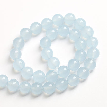 10MM 36PCS Natural Stone Light Blue Chalcedony Loose Beads for Jewelry Making DIY Bracelet Necklace…