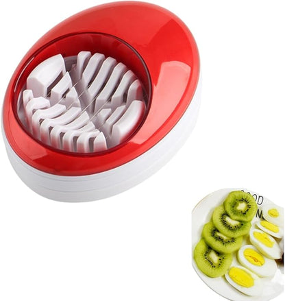 Egg Slicer for Hard Boiled Eggs,Easy to Cut Egg into Slices, Wedge and Dices, Sturdy ABS Body with Stainless Steel Wires,Non-slip Feet,Dishwasher Safe, BPA Free (Red)