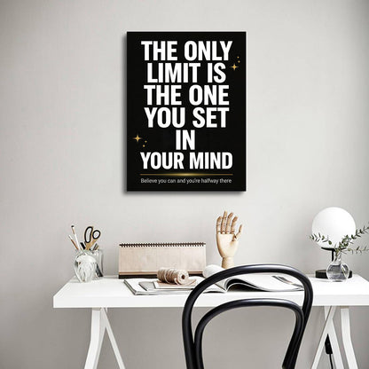 YSPCSUN Inspirational Wall Decor The Only Limit is Your Mind Positive Quotes Office Wall Art Canvas Print Framed Motivational Posters for Entrepreneurs Study Room Gym Fitness Decor, 24x18 Inch