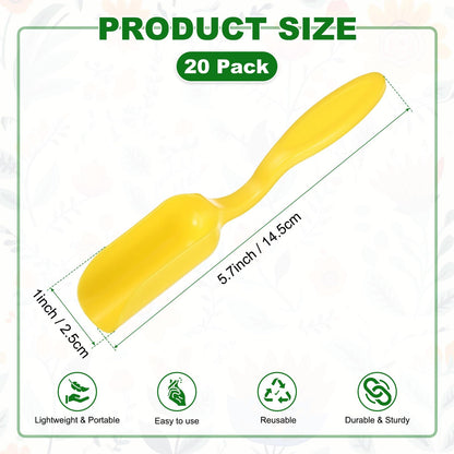 M METERXITY 20-Pack Mini Gardening Shovel Spoons, Plastic Garden Soil Scoops for Cultivation Digging Transplanting/Flower Planting/Plant Succulent, Colorful Small Gardening Tools [Yellow]