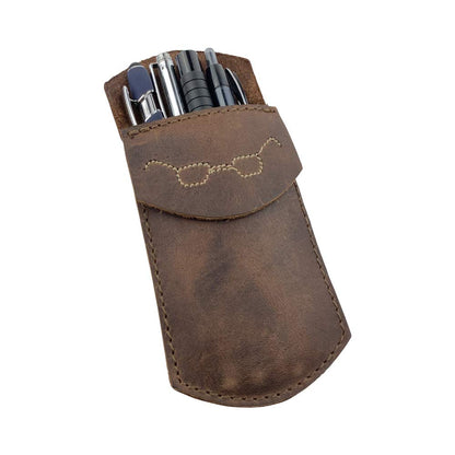 Hide & Drink, Durable Leather Pocket Protector Pencil Pouch Classy Glasses Work Essentials Pen Holder Handmade:: Bourbon Brown