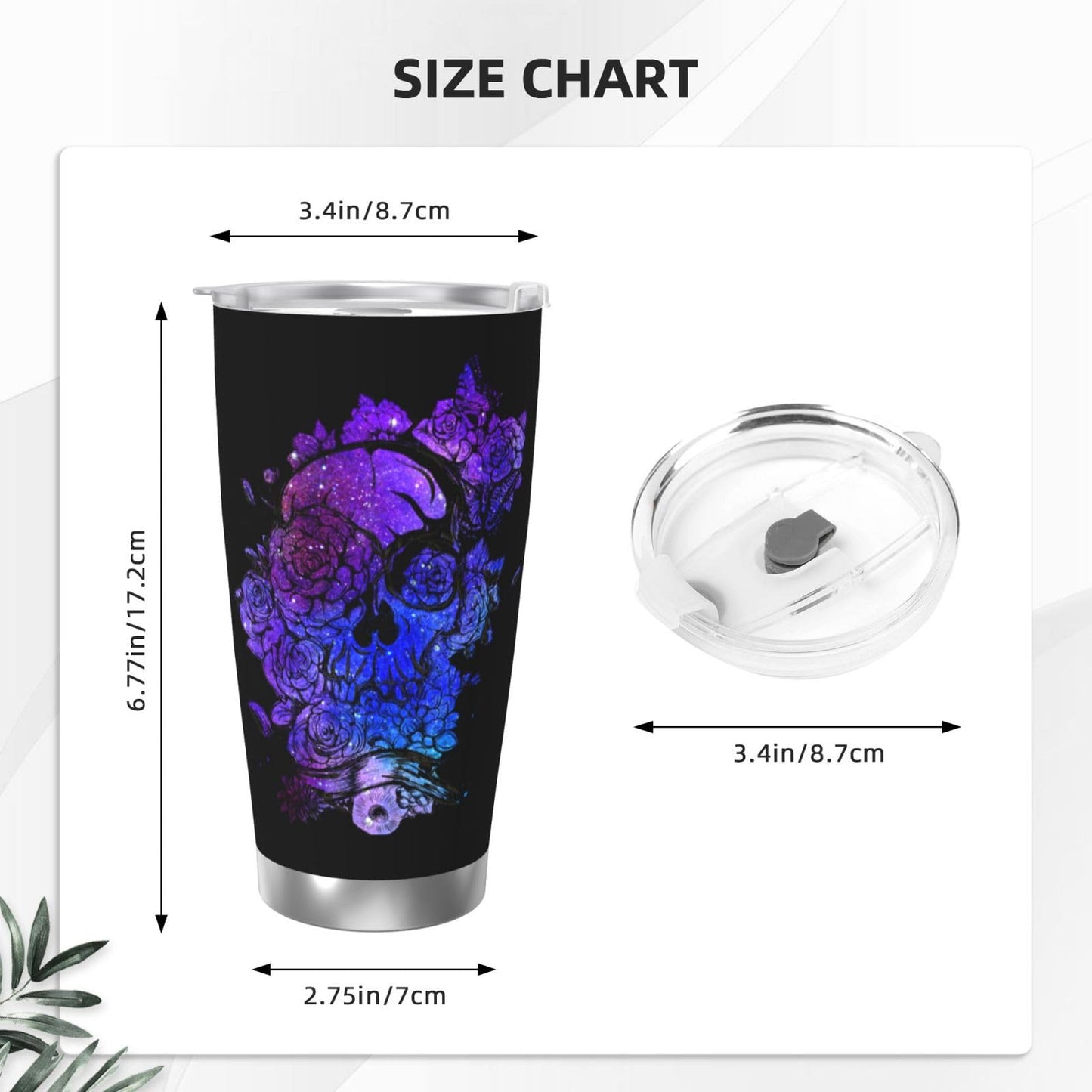 BCQJNB Skull Candy Purple Sugar Gifts For Women Tumbler, 20 Oz Stainless Steel Travel Coffee Mug