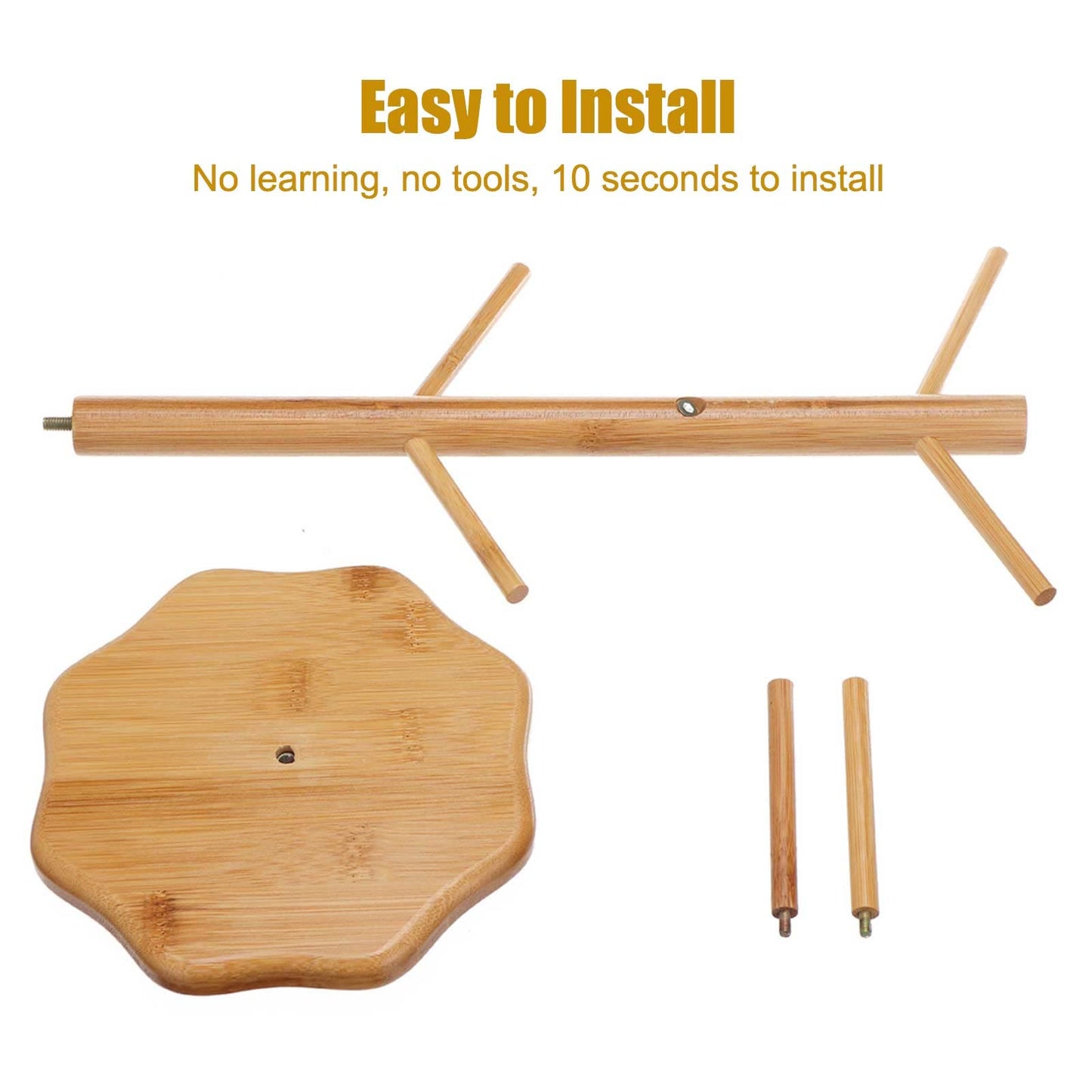 Gihunk Bamboo Countertop Mug Tree Stand with 6 Hooks, Octagon Base Coffee Cup Tree