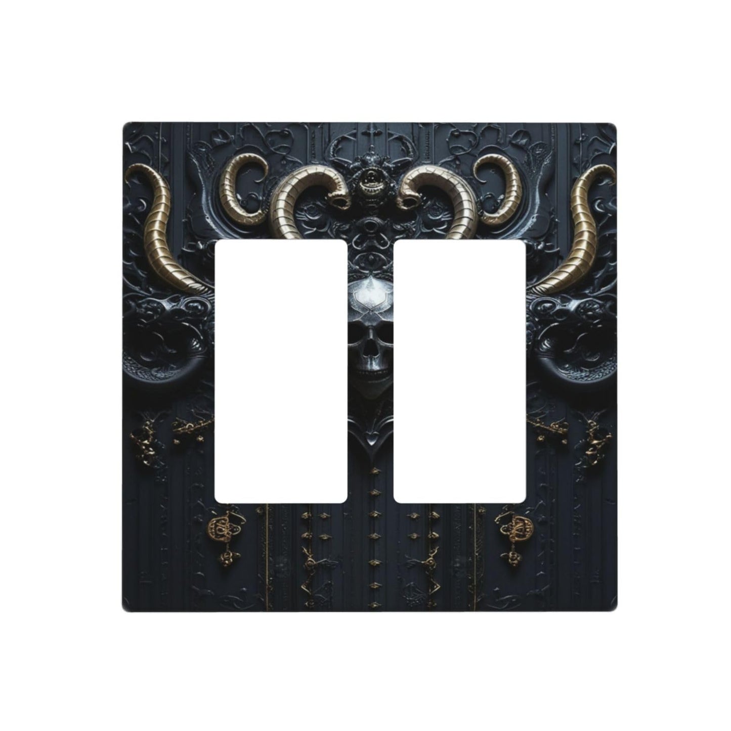 Light Switch Cover Plate Mid Century Dark Fantasy Gothic Skull Horror 2 Gang Double Rocker Outlet Covers Decorative Switch plates Electrical Wall Plates GFCI for Bathroom Bedroom Decor