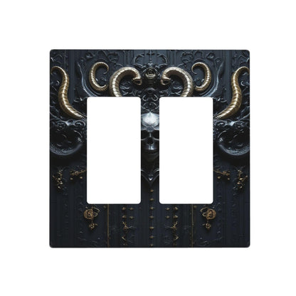 Light Switch Cover Plate Mid Century Dark Fantasy Gothic Skull Horror 2 Gang Double Rocker Outlet Covers Decorative Switch plates Electrical Wall Plates GFCI for Bathroom Bedroom Decor