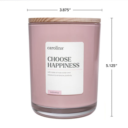 Carolina Choose Happiness 16 oz Scented Candle, 2 Wick Wellness Relaxing Candle, 60H Burn Time, Ideal for Creating a Welcoming Home - Made in The USA