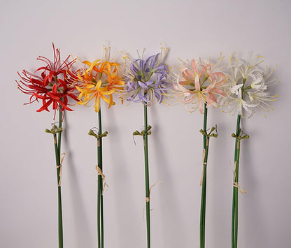 Qingriver 6 Sets 67 CM Lycoris Radiata Artificial Spider Lily Flowers Stonegarlic Clusteramaryllis for Home Garden Wedding Party Decor (Pure White)