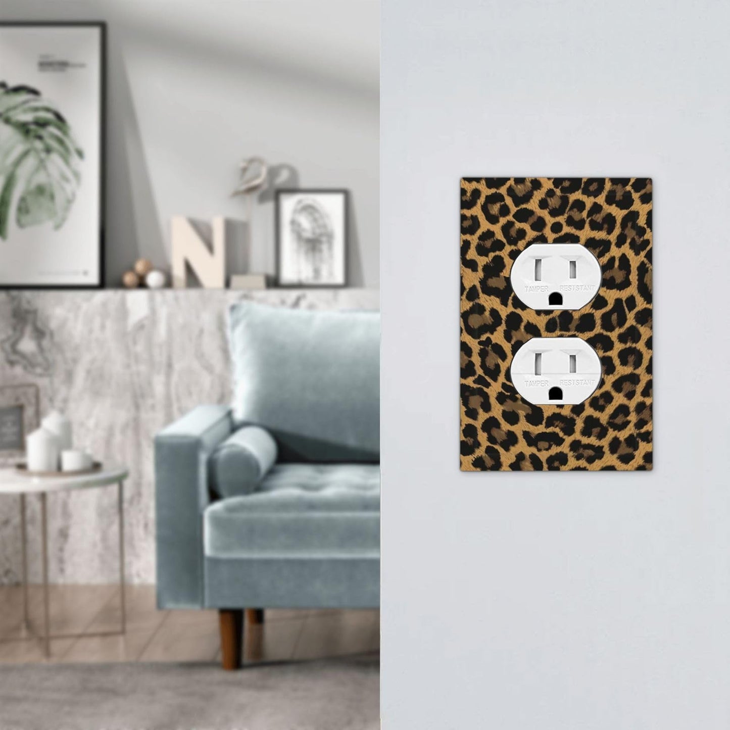 Annisrak Animal leopard print psychedelic Outlet Covers 1 Gang Duplex Light Switch Cover Electrical Receptacle Faceplate Wall Plate Decorative Switch Plates for Bedroom Bathroom Decor