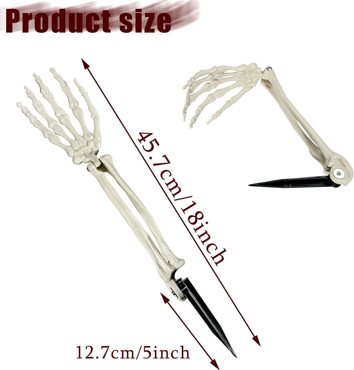 AOFOX Halloween Realistic Skeleton Stakes Zombie Ghost Arm Stake Severed Plastic Skeleton Hands Yard Signs for Lawn Stakes Garden Halloween Props Decoration(10 Pcs White)