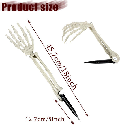 AOFOX Halloween Realistic Skeleton Stakes Zombie Ghost Arm Stake Severed Plastic Skeleton Hands Yard Signs for Lawn Stakes Garden Halloween Props Decoration(10 Pcs White)