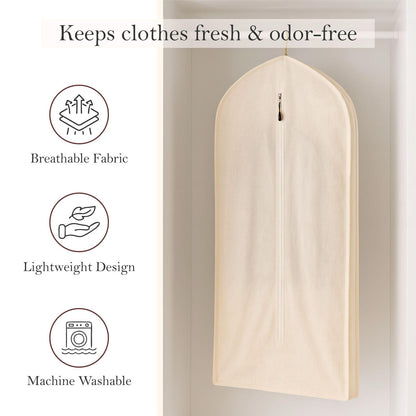 100% Cotton Garment Bag | Long | Breathable Garment Bags for Hanging Clothes | Garment Storage Bag for Long Dresses & Coats Storage | Pack of 1 (62 Inch)