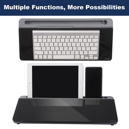 TSJ OFFICE Desktop Whiteboard Dry-Erase-Board - Computer Keyboard Stand White Board Surface Pad with Drawer, Desk Organizers with Accessories for Office, Home, School Supplies - Black＆Grey
