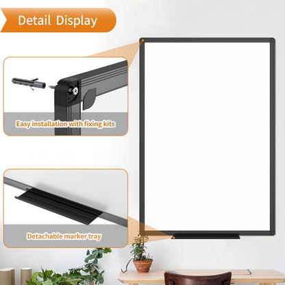 VIZ-PRO Magnetic Dry Erase White Board, 60 X 40 Inches, Black Aluminium Frame