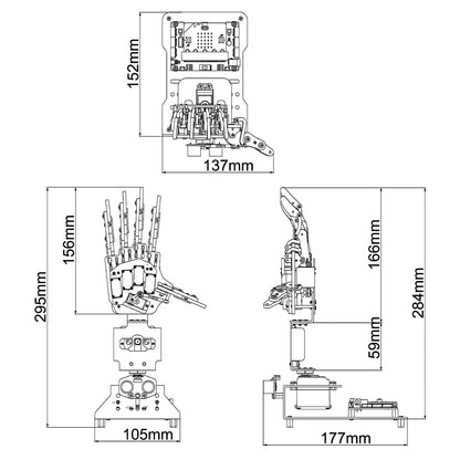 Robot Hand with Micro: bit V2 AI Bionic Robotic Hand Five Fingers Solely Movement Mechanical Arm DIY Smart Robot & Engineering Kits, Science/Coding/Programming Set