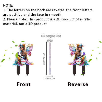 YUEYINGMG Garden Decor, Acrylic 2D Stake, Pot Plants Garden Yard Lawn Outdoor Fairy Statue Ornaments, Fairy Garden Accessories Decoration (Style A)