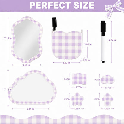 Svartur Magnetic Locker Accessories Set - Locker Mirror, Dry Erase Whiteboard, Magnetic Pen Holder & Cute Magnets, Aesthetic School Locker Decor for Girls, Locker Organizer Kit, Purple