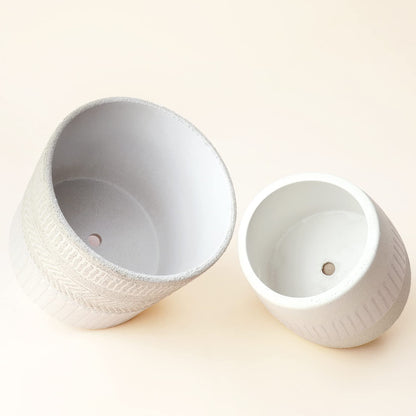 LA JOLIE MUSE Flower Pots Indoor Plant Pot Set of 2, Unique Small Ceramic Plants Planter, 6.4+ 5.1 Inch Planters, Beige